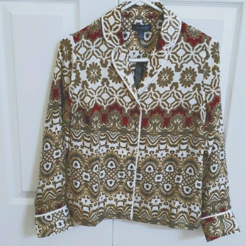 NWT The Limited Satin Pajama Collar Shirt - Picture 2 of 4